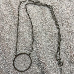 Long Silver Hoop Necklace